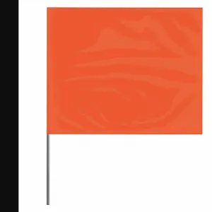 PRESCO PRODUCTS CO 2315O-200 Marking Flag, 2 1/2 Inch x 3 1/2 Inch Flag Size, 15 Inch Staff Ht, Orange, Blank | CT7XWY 3LUF8