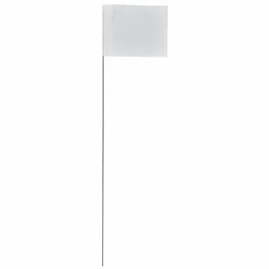 PRESCO PRODUCTS CO 2321W-200 Marking Flag, 2 1/2 Inch x 3 1/2 Inch Flag Size, 21 Inch Staff Ht, White, Blank | CT7XXC 3LTY3