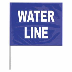 PRESCO PRODUCTS CO 4521BW62-200 Marking Flag, 4 x 5 Inch Flag Size, 21 Inch Staff Ht, Blue, Water Line, No Image | CT7XZA 3LUP6