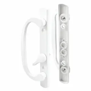 PRIME LINE C 1280 Patio Door Handle Set Latch, 3/16 Inch Bolt Hole Dia, Powder Coated | CT7YNE 54FY35