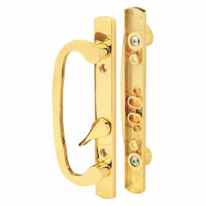 PRIME LINE C 1283 Patio Door Handle Set Latch, 3/16 Inch Bolt Hole Dia, Polished Brass | CT7YND 54FY38