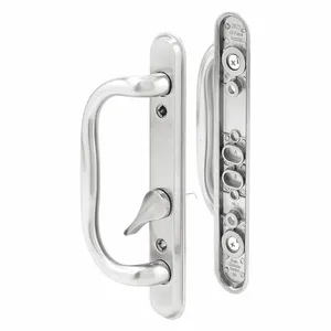 PRIME LINE C 1286 Patio Door Handle Set Latch, 3/16 Inch Bolt Hole Dia, Satin Nickel | CT7YNK 54FY41