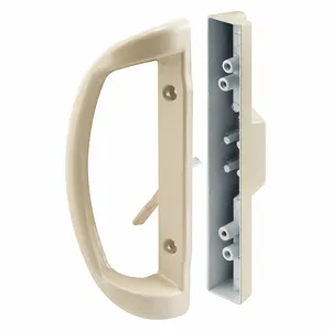 PRIME LINE C 1327 Patio Door Handle Set Latch, 3/16 Inch Bolt Hole Dia, Dull, 4 Pack Qty | CT7YTC 54FY53