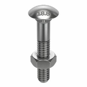 PRIME LINE GD 52103 Carriage Bolt, Square, Stainless Steel, 18-8, Plain, 1/4 Inch-20 Thread Size | CT7YBF 54DR62