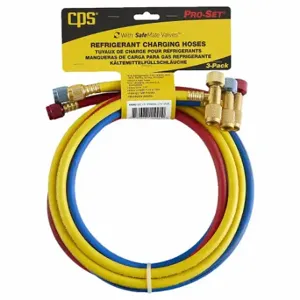 PRO SET HP5NG Hose Set, Charging Hose, 1/4 Inch SAE Female, 90 Deg 180 Deg Angle, 3 Hoses | CT8DBX 807N66