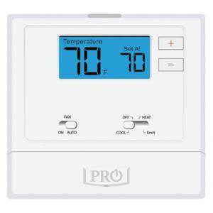 PRO1 IAQ T621-2 Low Voltage Thermostat, Digital, Heat or Cool, Manual, Cool-Emergency Heat-Heat-Off, Adj | CT7ZYL 45KE96