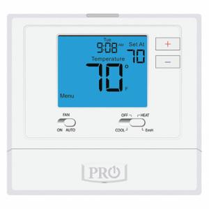 PRO1 IAQ T721 Low Voltage Thermostat, Digital, Heat or Cool, Manual, Cool-Emergency Heat-Heat-Off, Adj | CT7ZYK 45KE91