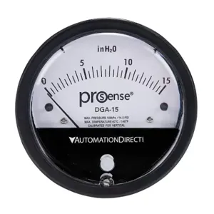 PROSENSE DGA-15 Differential Pressure Gauge, 4 Inch Dial Dia., 0 To 15.0 Inch Of Water Column | CV7NQX