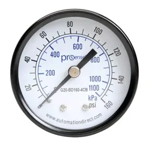 PROSENSE G20-BD160-4CB Mechanical Pressure Gauge, 2 Inch Dia., 0 To 160 Psig/0 To 1100 Kpa, Black Steel Dry Case | CV7NTG