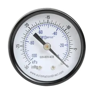 PROSENSE G20-BDV-4CB Mechanical Pressure Gauge, 2 Inch Dia., -30 To 0 In Hg VACuum/-100 To 0 Kpa | CV7NTQ