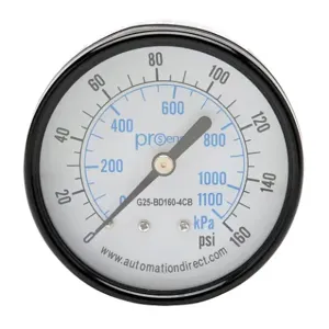 PROSENSE G25-BD160-4CB Mechanical Pressure Gauge, 2.5 Inch Dia., 0 To 160 Psig/0 To 1100 Kpa | CV7NTW