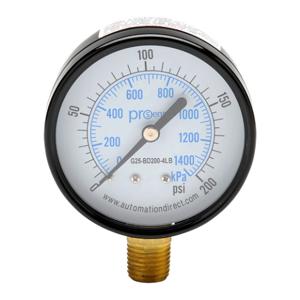 PROSENSE G25-BD200-4LB Mechanical Pressure Gauge, 2.5 Inch Dia., 0 To 200 Psig/0 To 1400 Kpa | CV7NTZ