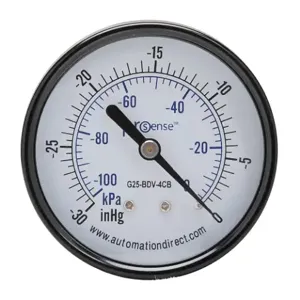 PROSENSE G25-BDV-4CB Mechanical Pressure Gauge, 2.5 Inch Dia., -30 To 0 In Hg VACuum/-100 To 0 Kpa | CV7NUG