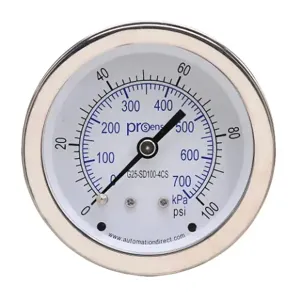 PROSENSE G25-SD100-4CS Mechanical Pressure Gauge, 2.5 Inch Dia., 0 To 100 Psig/0 To 700 Kpa | CV7NUK