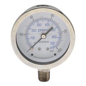 PROSENSE G25-SD100-4LS Mechanical Pressure Gauge, 2.5 Inch Dia., 0 To 100 Psig/0 To 700 Kpa | CV7NUL