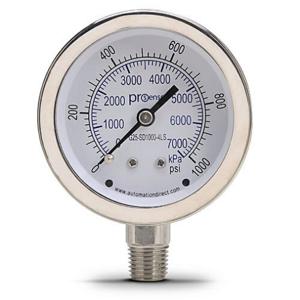 PROSENSE G25-SD1000-4LS Mechanical Pressure Gauge, 2.5 Inch Dia., 0 To 1000 Psig/0 To 7000 Kpa | CV7NUJ