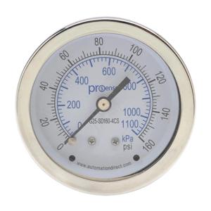 PROSENSE G25-SD160-4CS Mechanical Pressure Gauge, 2.5 Inch Dia., 0 To 160 Psig/0 To 1100 Kpa | CV7NUM