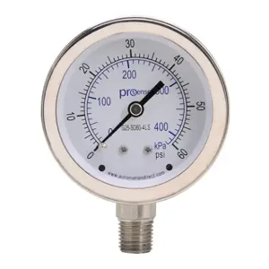 PROSENSE G25-SD60-4LS Mechanical Pressure Gauge, 2.5 Inch Dia., 0 To 60 Psig/0 To 420 Kpa | CV7NUX