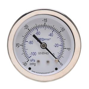 PROSENSE G25-SDV-4CS Mechanical Pressure Gauge, 2.5 Inch Dia., -30 To 0 In Hg VACuum/-100 To 0 Kpa | CV7NUY