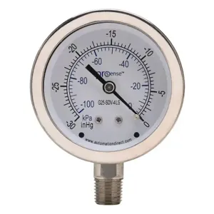 PROSENSE G25-SDV-4LS Mechanical Pressure Gauge, 2.5 Inch Dia., -30 To 0 In Hg VACuum/-100 To 0 Kpa | CV7NUZ