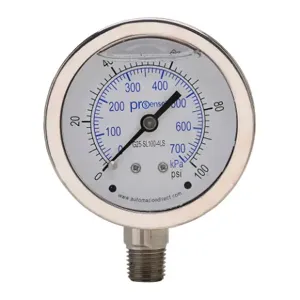 PROSENSE G25-SL100-4LS Mechanical Pressure Gauge, 2.5 Inch Dia., 0 To 100 Psig/0 To 700 Kpa | CV7NVG