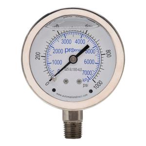 PROSENSE G25-SL1000-4LS Mechanical Pressure Gauge, 2.5 Inch Dia., 0 To 1000 Psig/0 To 7000 Kpa | CV7NVC