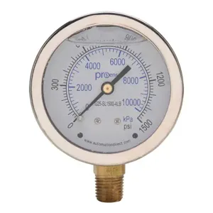 PROSENSE G25-SL1500-4LB Mechanical Pressure Gauge, 2.5 Inch Dia., 0 To 1500 Psig/0 To 10000 Kpa | CV7NVJ