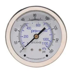 PROSENSE G25-SL160-4CB Mechanical Pressure Gauge, 2.5 Inch Dia., 0 To 160 Psig/0 To 1100 Kpa | CV7NVK