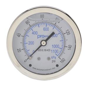 PROSENSE G25-SL160-4CS Mechanical Pressure Gauge, 2.5 Inch Dia., 0 To 160 Psig/0 To 1100 Kpa | CV7NVL