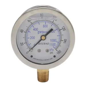 PROSENSE G25-SL160-4LB Mechanical Pressure Gauge, 2.5 Inch Dia., 0 To 160 Psig/0 To 1100 Kpa | CV7NVM