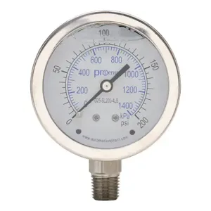 PROSENSE G25-SL200-4LS Mechanical Pressure Gauge, 2.5 Inch Dia., 0 To 200 Psig/0 To 1400 Kpa | CV7NVV