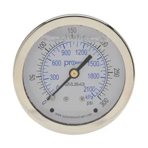 PROSENSE G25-SL300-4CB Mechanical Pressure Gauge, 2.5 Inch Dia., 0 To 300 Psig/0 To 2100 Kpa | CV7NVY