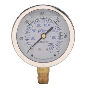 PROSENSE G25-SL300-4LB Mechanical Pressure Gauge, 2.5 Inch Dia., 0 To 300 Psig/0 To 2100 Kpa | CV7NVZ