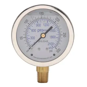 PROSENSE G25-SL300-4LB Mechanical Pressure Gauge, 2.5 Inch Dia., 0 To 300 Psig/0 To 2100 Kpa | CV7NVZ