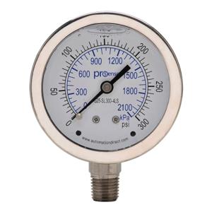 PROSENSE G25-SL300-4LS Mechanical Pressure Gauge, 2.5 Inch Dia., 0 To 300 Psig/0 To 2100 Kpa | CV7NWA