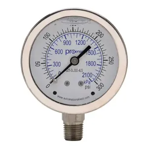 PROSENSE G25-SL300-4LS Mechanical Pressure Gauge, 2.5 Inch Dia., 0 To 300 Psig/0 To 2100 Kpa | CV7NWA