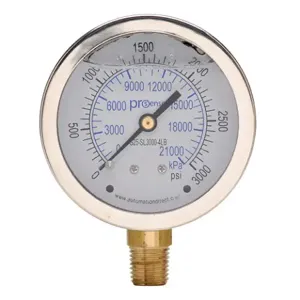 PROSENSE G25-SL3000-4LB Mechanical Pressure Gauge, 2.5 Inch Dia., 0 To 3000 Psig/0 To 21000 Kpa | CV7NVX