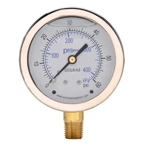 PROSENSE G25-SL60-4LB Mechanical Pressure Gauge, 2.5 Inch Dia., 0 To 60 Psig/0 To 420 Kpa | CV7NWN