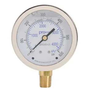 PROSENSE G25-SL600-4LB Mechanical Pressure Gauge, 2.5 Inch Dia., 0 To 600 Psig/0 To 4200 Kpa | CV7NWJ