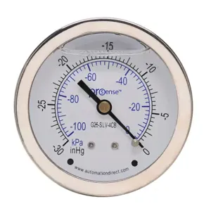 PROSENSE G25-SLV-4CB Mechanical Pressure Gauge, 2.5 Inch Dia., -30 To 0 In Hg VACuum/-100 To 0 Kpa | CV7NWQ