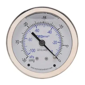 PROSENSE G25-SLV-4CS Mechanical Pressure Gauge, 2.5 Inch Dia., -30 To 0 In Hg VACuum/-100 To 0 Kpa | CV7NWR