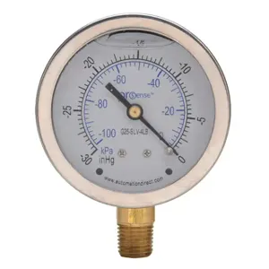 PROSENSE G25-SLV-4LB Mechanical Pressure Gauge, 2.5 Inch Dia., -30 To 0 In Hg VACuum/-100 To 0 Kpa | CV7NWT