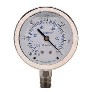 PROSENSE G25-SLV-4LS Mechanical Pressure Gauge, 2.5 Inch Dia., -30 To 0 In Hg VACuum/-100 To 0 Kpa | CV7NWU