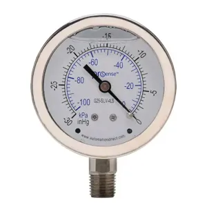 PROSENSE G25-SLV-4LS Mechanical Pressure Gauge, 2.5 Inch Dia., -30 To 0 In Hg VACuum/-100 To 0 Kpa | CV7NWU