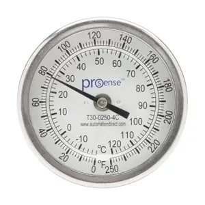 PROSENSE T30-0250-4C Bi-Metal Dial Thermometer, 3 Inch Dia., 4 Inch Insertion Length | CV8DCX