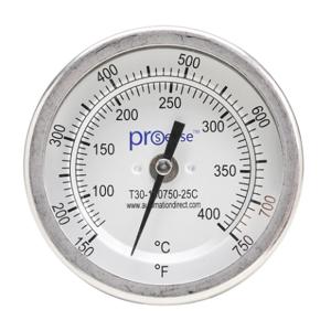 PROSENSE T30-150750-25C Bi-Metal Dial Thermometer, 3 Inch Dia., 2-1/2 Inch Insertion Length | CV8DCZ