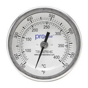 PROSENSE T30-150750-6C Bi-Metal Dial Thermometer, 3 Inch Dia., 6 Inch Insertion Length | CV8DDB