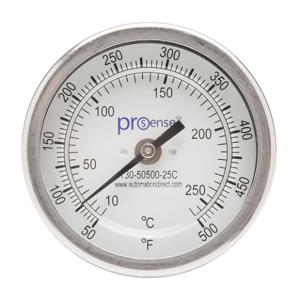 PROSENSE T30-50500-25C Bi-Metal Dial Thermometer, 3 Inch Dia., 2-1/2 Inch Insertion Length | CV8DDC