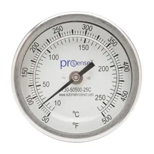 PROSENSE T30-50500-25C Bi-Metal Dial Thermometer, 3 Inch Dia., 2-1/2 Inch Insertion Length | CV8DDC