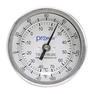 PROSENSE T30-N40160-25C Bi-Metal Dial Thermometer, 3 Inch Dia., 2-1/2 Inch Insertion Length | CV8DDF